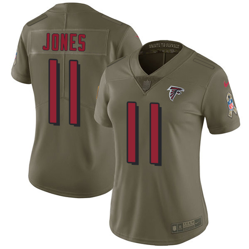 Nike Falcons #11 Julio Jones Olive Women's Stitched NFL Limited Salute to Service Jersey - Click Image to Close